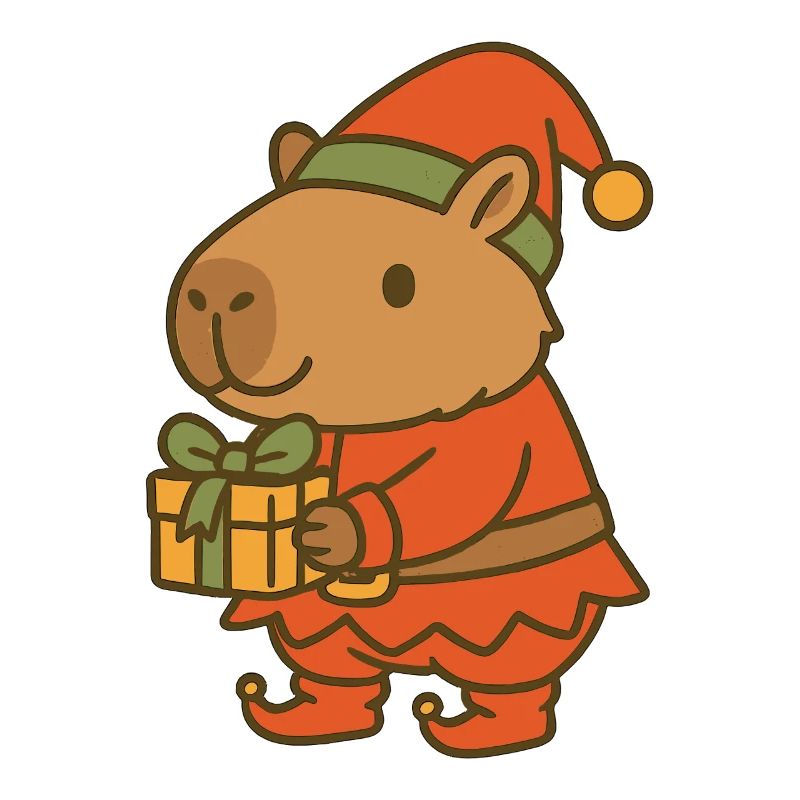 ✨ Weihnachtswichtel Capybara mit Geschenk 🎁