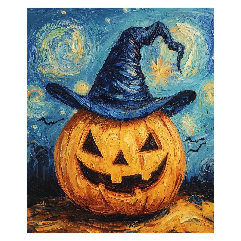 Pumpkin Halloween Van Gogh Style Starry Night