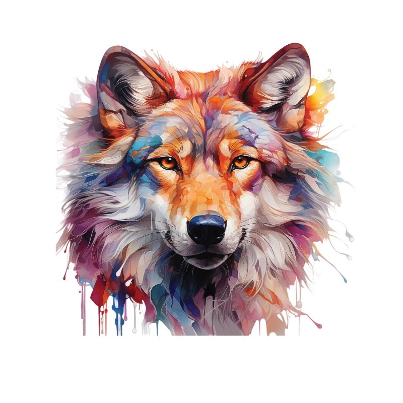 Loup coloré - Conception de portrait d’animal abstrait
