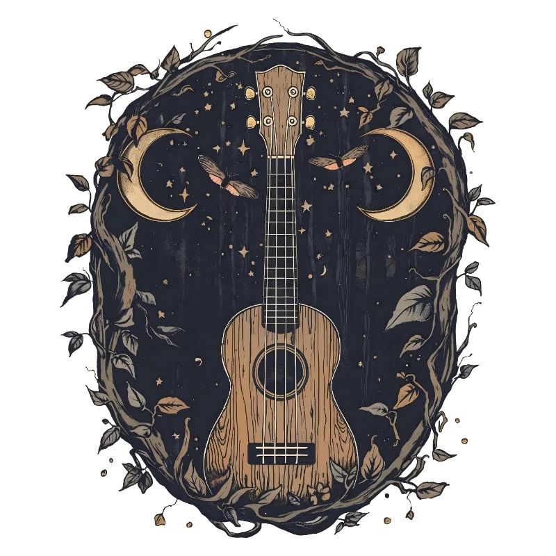 Gothic Uke with  Moon Moth