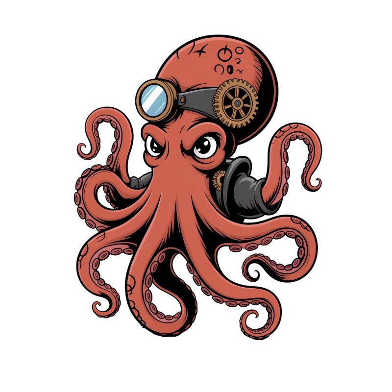 Pieuvre dans le style steampunk avec monocle