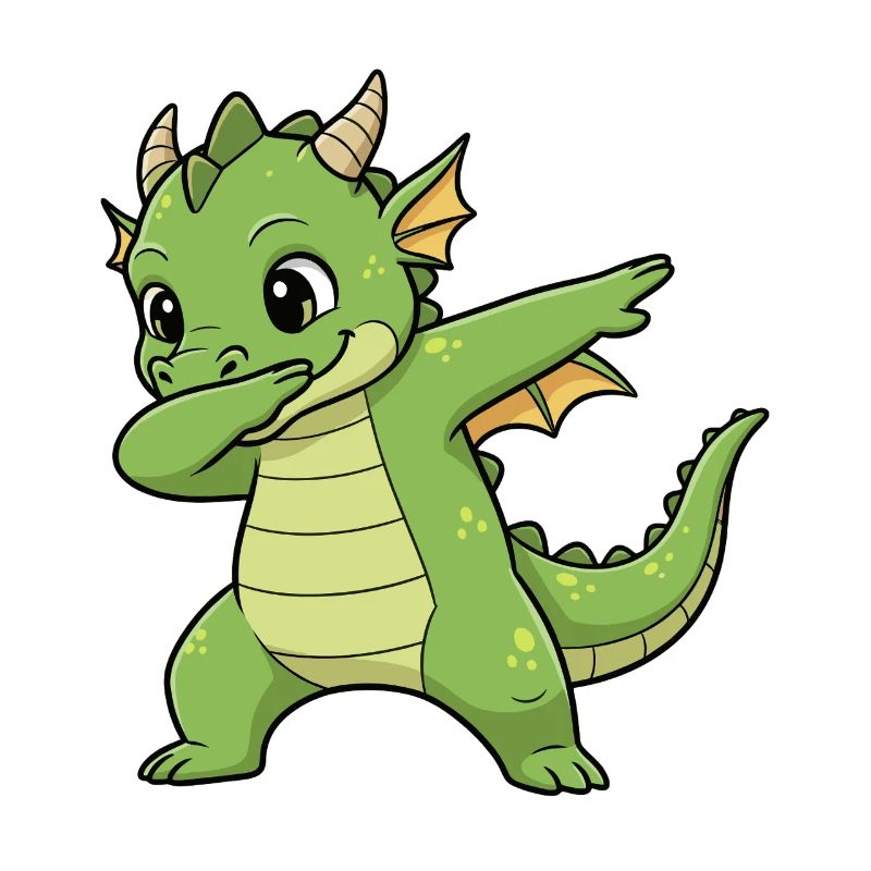 Funny Dragon Dab Cartoon Design