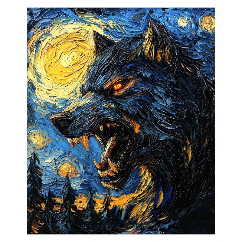 Werwolf Wolf Van Gogh Style