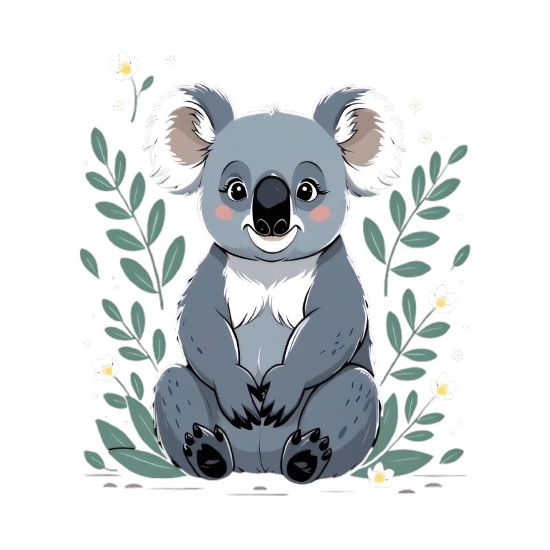 Small koala in a leaf frame