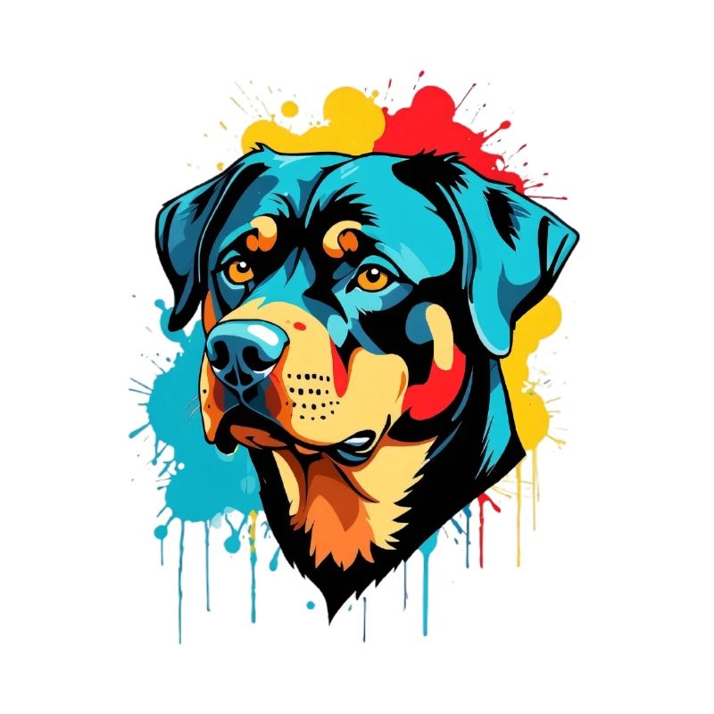 Farbexplosion Hundeporträt Rottweiler