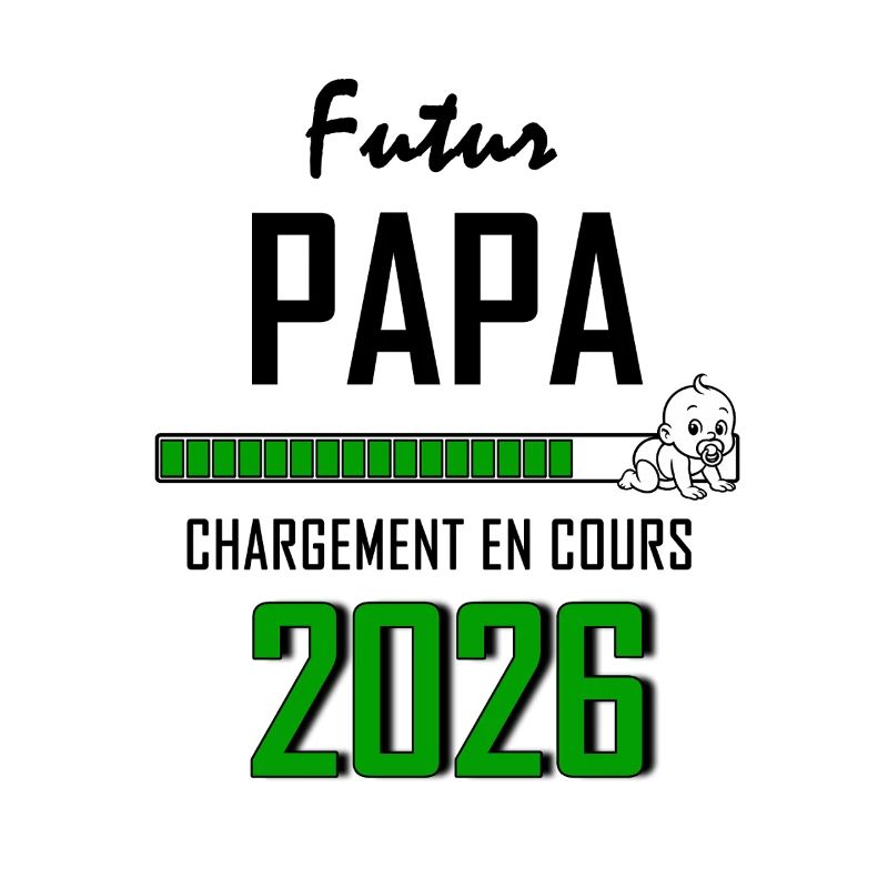 Futur PAPA Countdown 2026 Vert Bébé