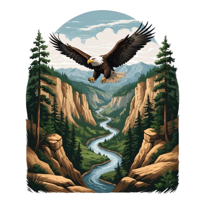 Aigle au-dessus de la forêt de gorge