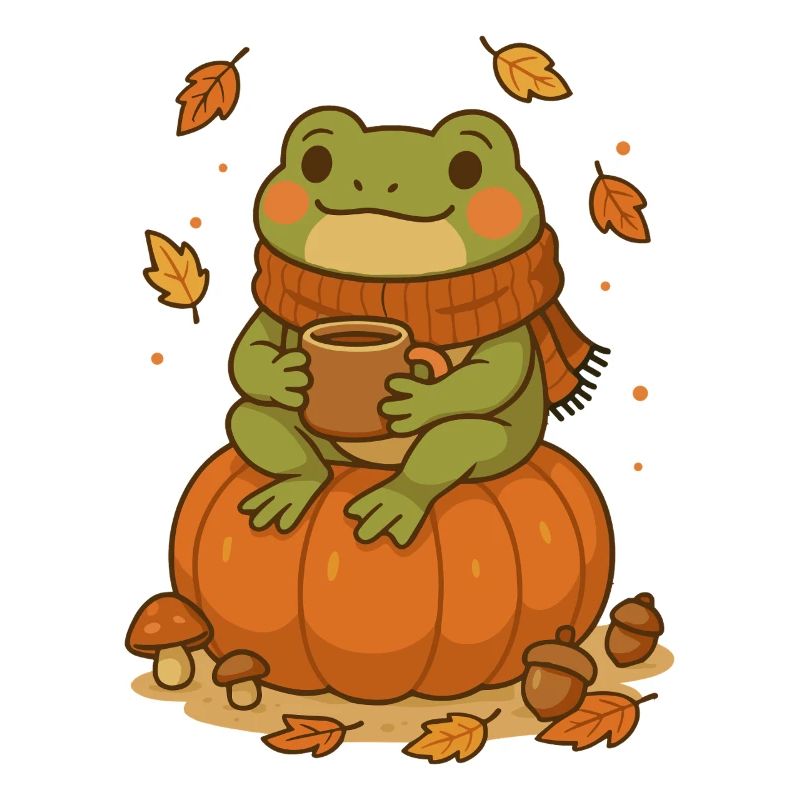 Autumn Frog – Cozy Frog with Pumpkin