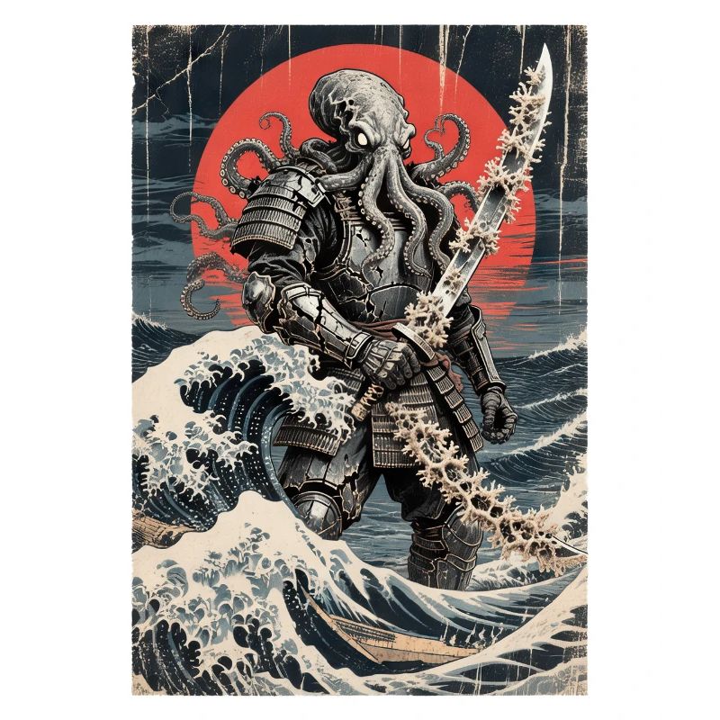 Samurai Octopus Tentacle Monster Japanese Ukiyo-e