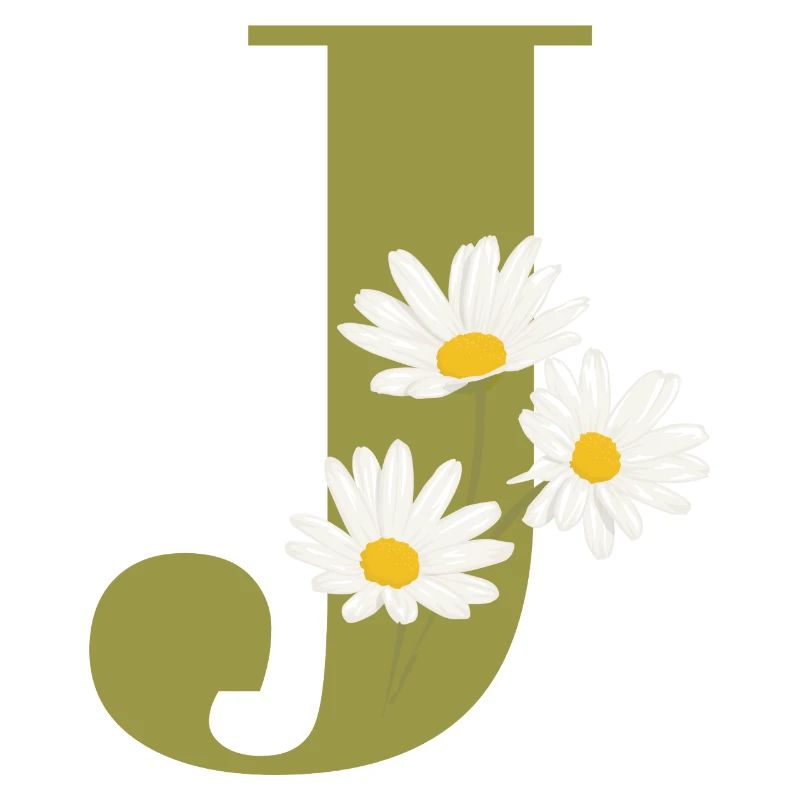 Buchstabe j Grüne Gänseblümchen