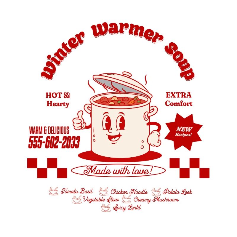 Pot de cuisson avec un logo rétro souriant
