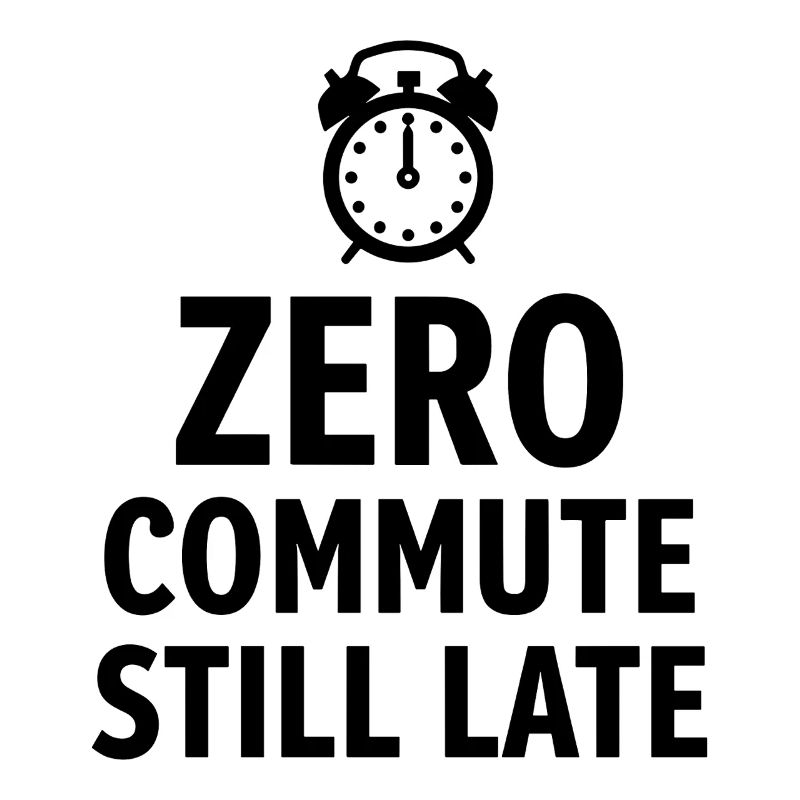 Zero Commute Still Late Home Office Saying