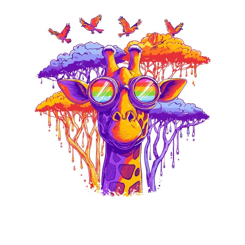 Fantasy giraffe with rainbow glasses