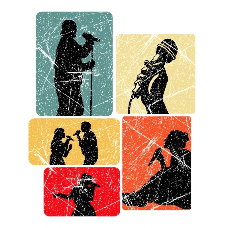 Silhouettes de chanteuses pop art