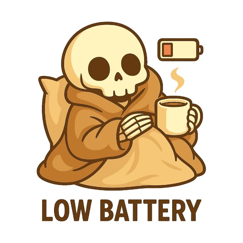 Low Battery Skelett – Cozy müde