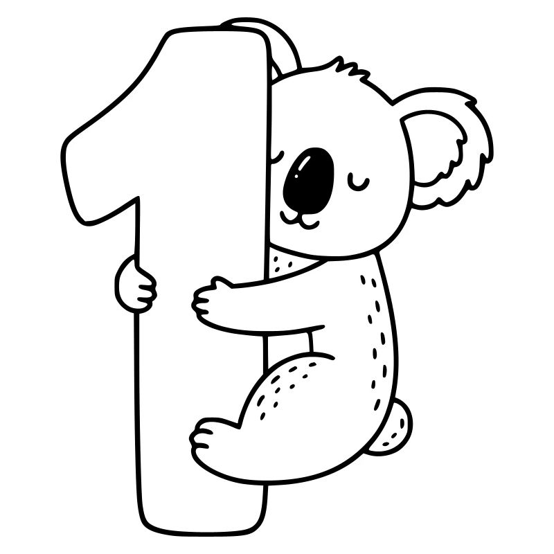 Koala avec illustration de dessin animé numéro 1