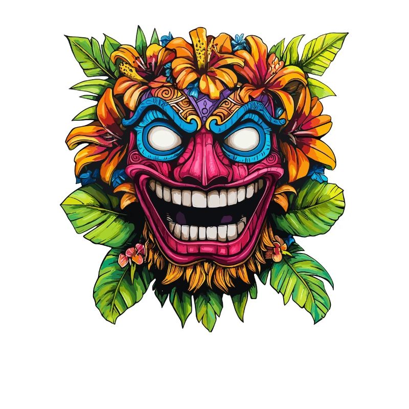 Explosion de couleurs du masque de fleurs Tiki