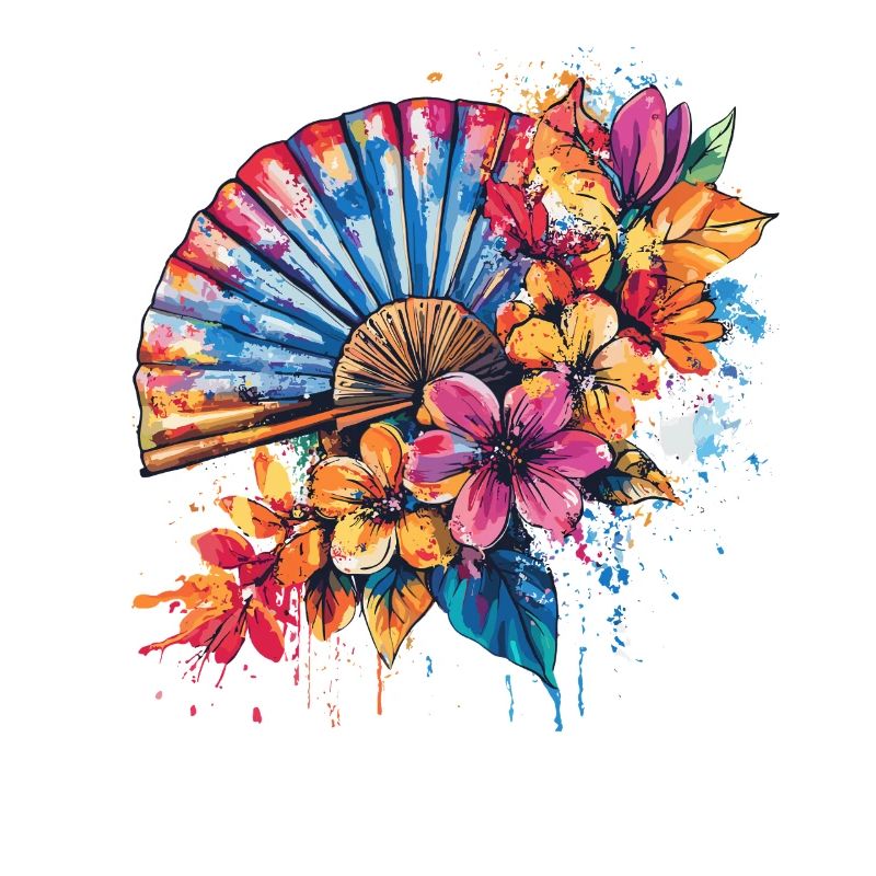 Farbenfroher Fächer mit Blüten