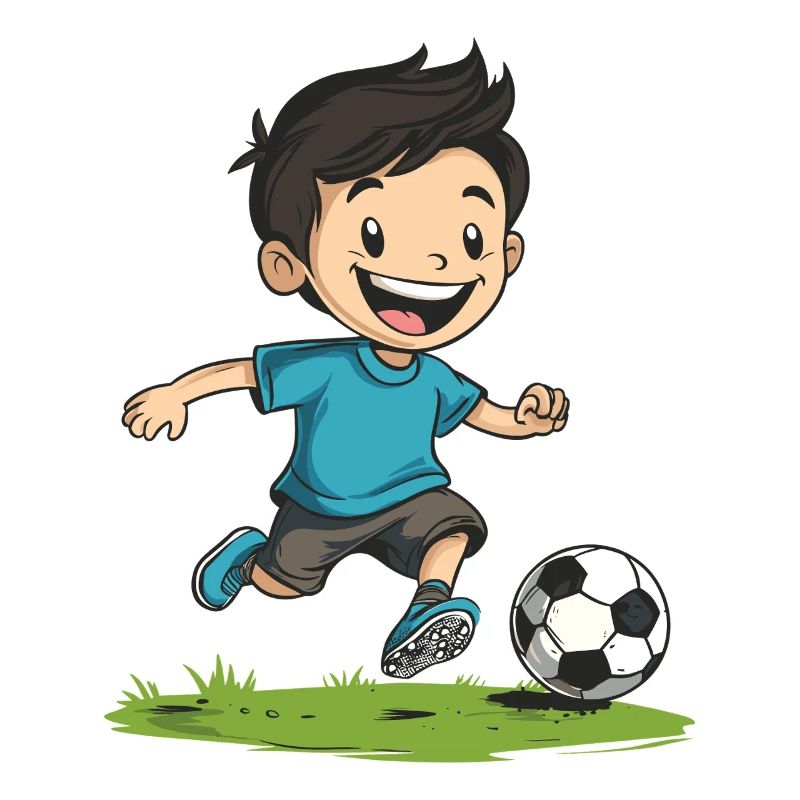 Fröhlicher Junge kickt Ball