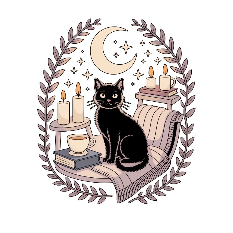 Sortilège de lune gothique gothique doux, douillet, chat