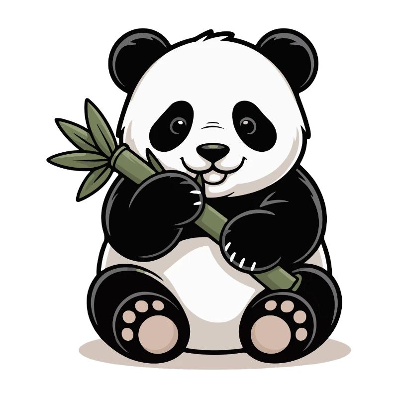 Panda avec un bâton de bambou