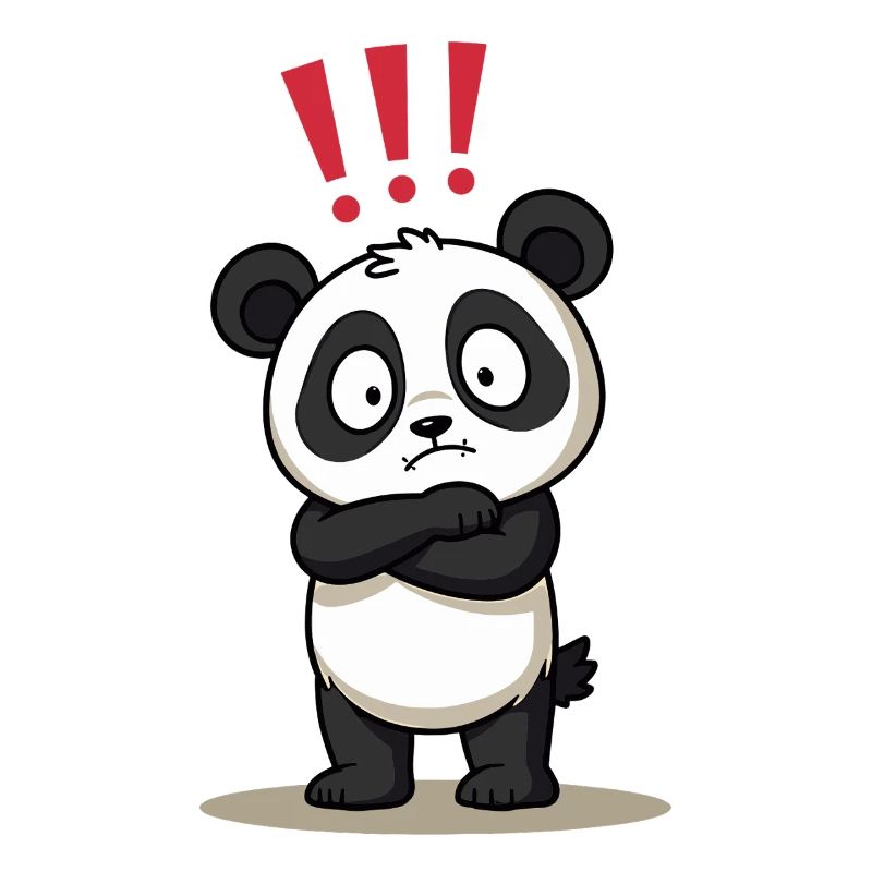 Skeptical Panda with Exclamation Point Humor