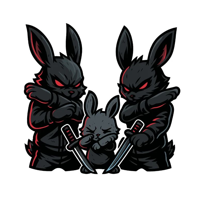 Easter Bunny Ninja Dabbing, Bunny with Katanas