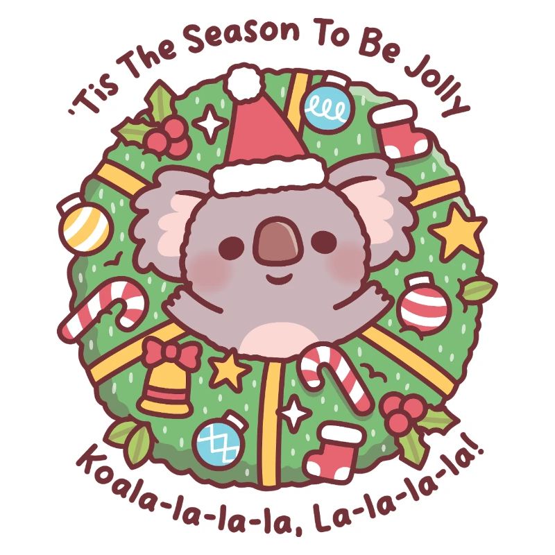 Couronne de Noël de Koala mignon, c’est la saison pour être joyeuse