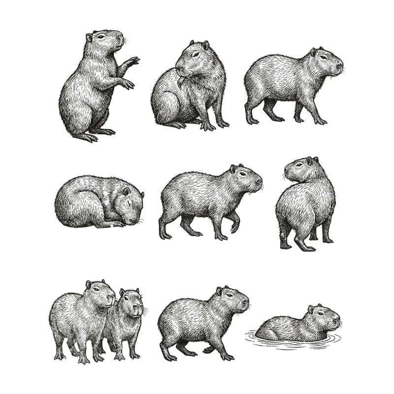 Silhouettes de capybara dans la conception forestière