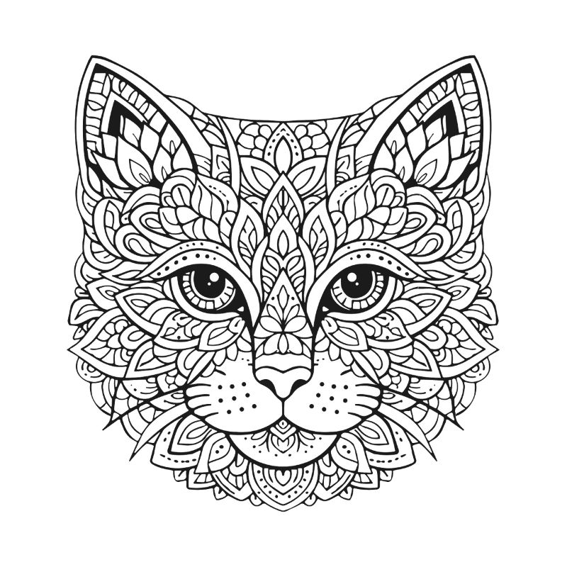 Visage de chat de Mandala