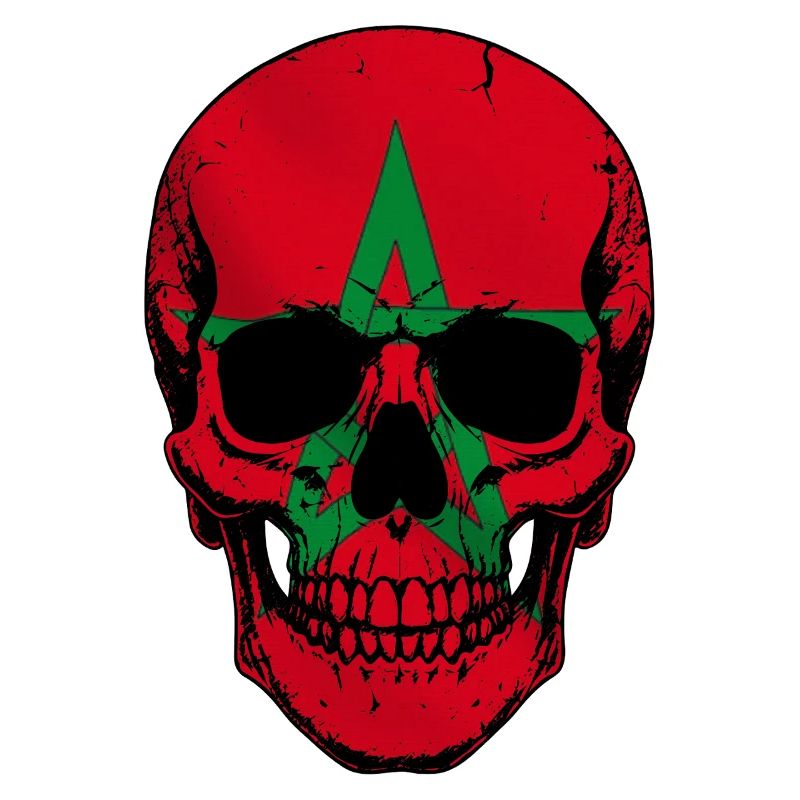 Moroccan Skull - Crâne avec le drapeau du Maroc