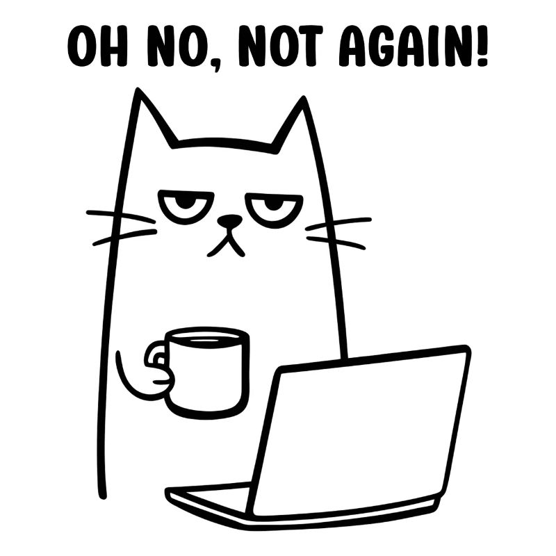 Oh no, not again funny cat with Coffee Notebook