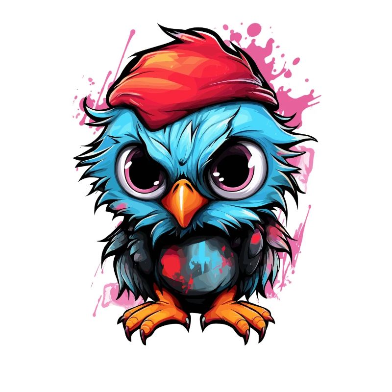 Bunte Eulen-Pop mit rotem Hut