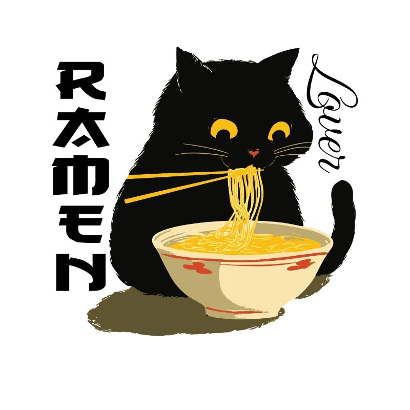 Ramen Lover - Black Cat with Noodles