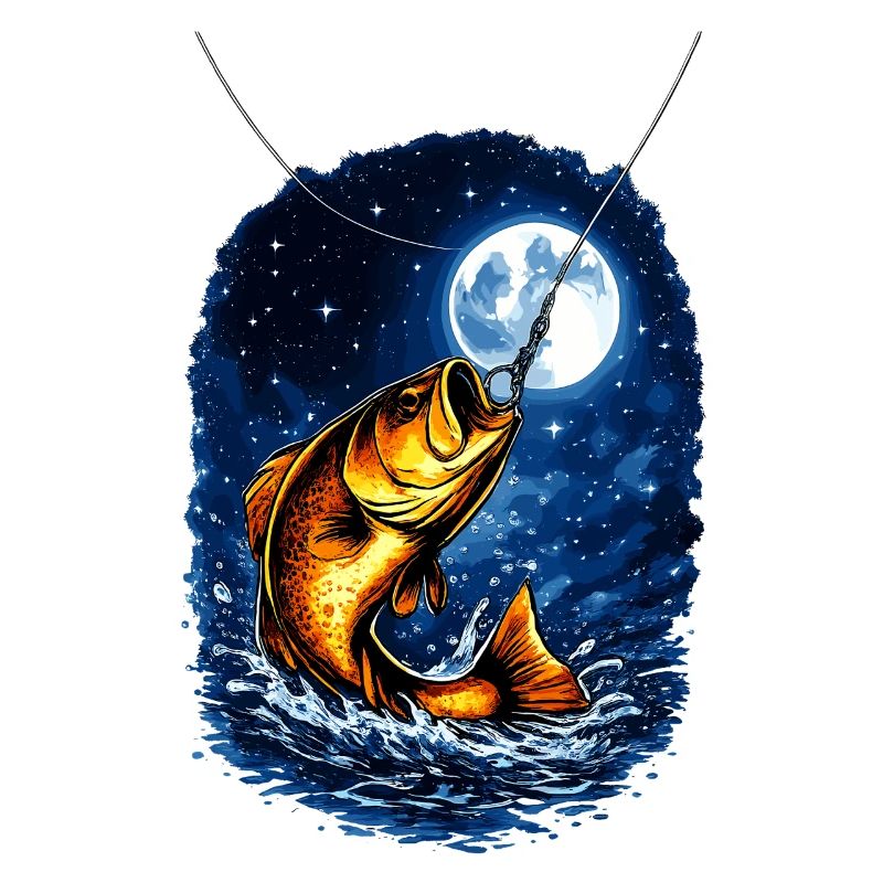 Night fishing under a full moon – fish on the hook