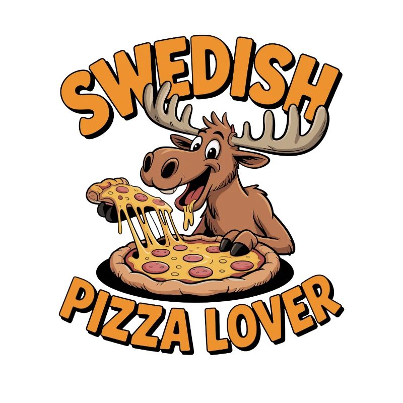 Swedish Pizza Lover Funny Moose with Pizza for