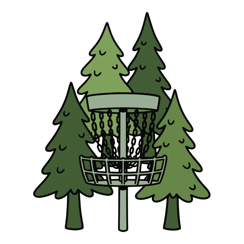 Forest Disc Golf Basket Funny Disc Golfing Scene