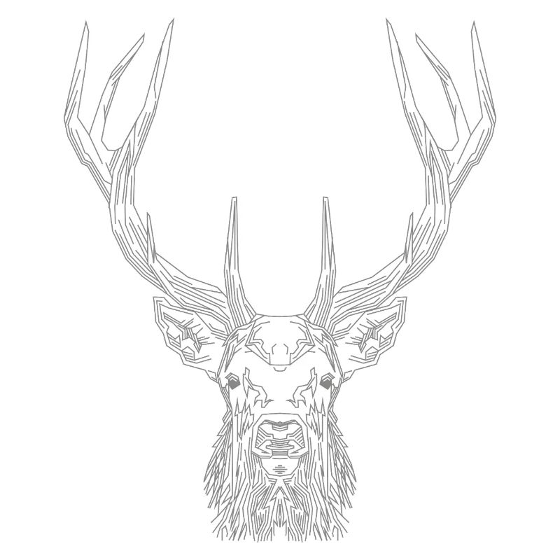 Tech Deer – Geometrischer Hirsch in Grau