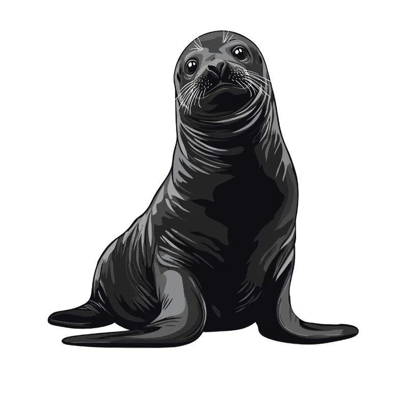 Graue Robbenillustration mit neugierigem Blick