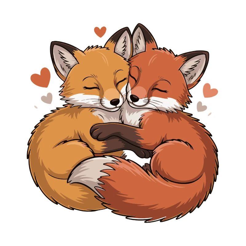 Two Foxes Hug