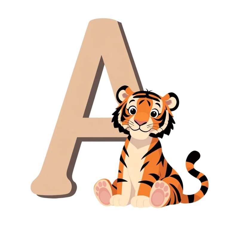 Tiger-Pfote am Buchstaben A