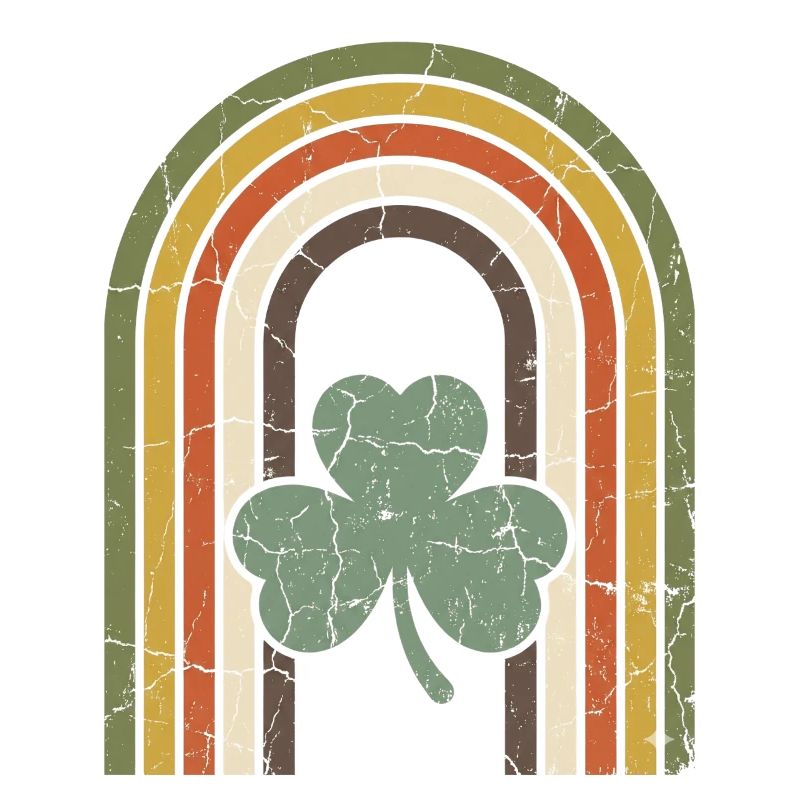 Arc-en-ciel vintage avec le trèfle de la Saint-Patrick