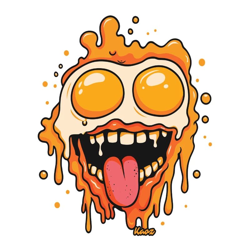 Melting face with fried egg eyes