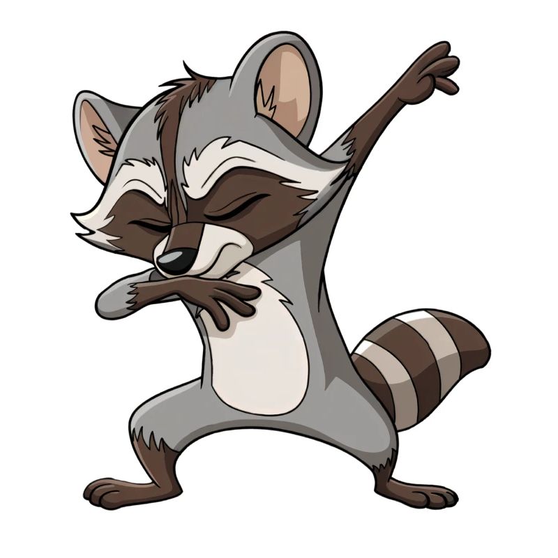 Dabender Waschbär – Verspielte Pose