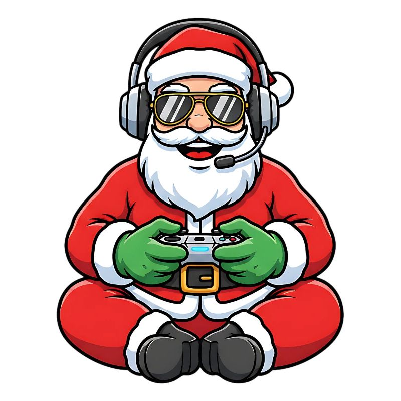 Gamer Santa Claus Playing Video Game Controller