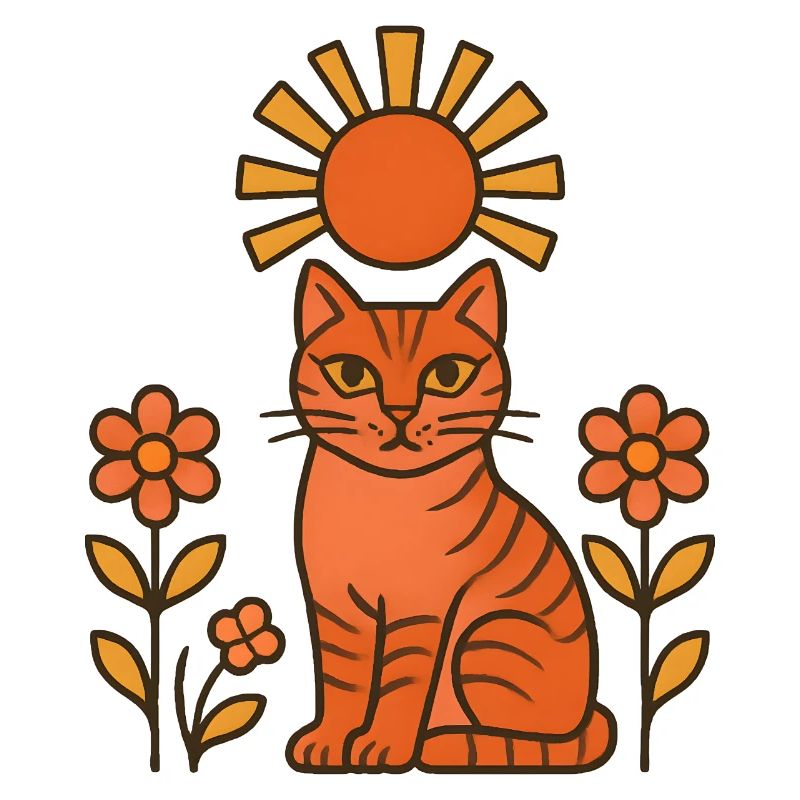 Sun cat in the orange forest