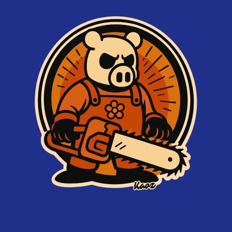 Bûcheron cochon avec tronçonneuse