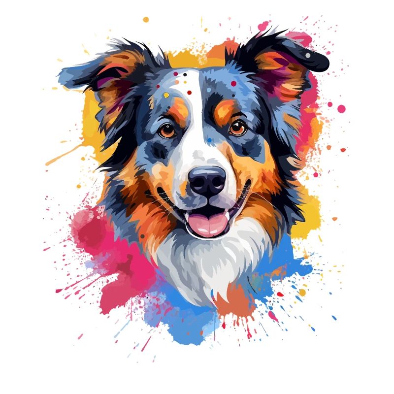 Art éclaboussuré de chien berger australien coloré
