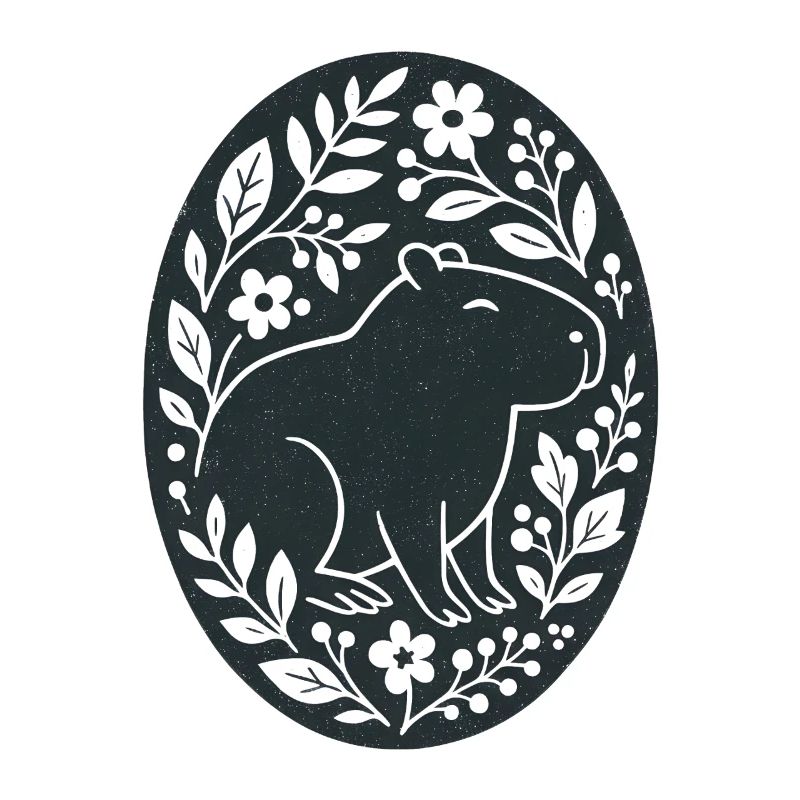 Capybara | Art populaire de la forêt de fleurs