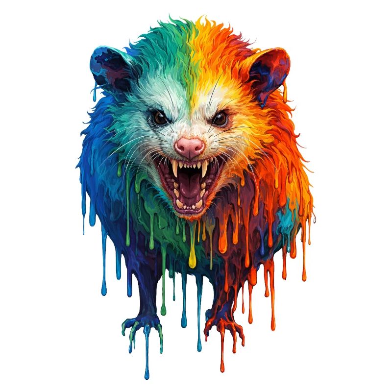 Opossum in bright colours